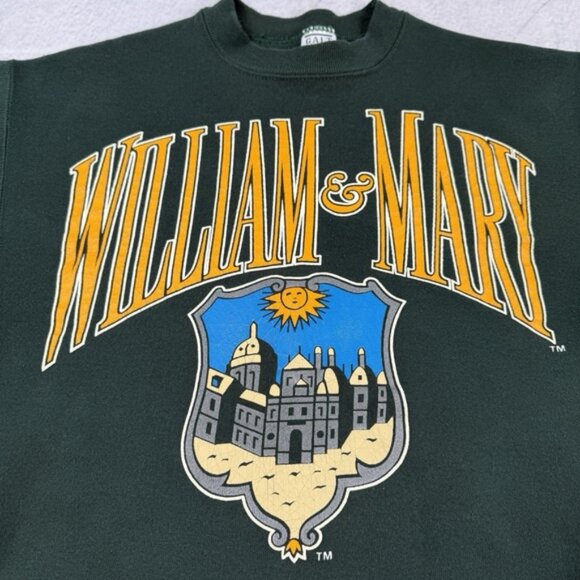 Vintage William & Mary Green Sweatshirt Size M Galt Sand USA Rare 90s Crewneck - Picture 9 of 16